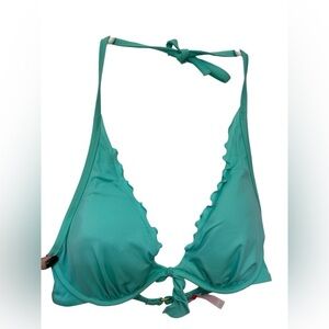NWOT  VICTORIA'S SECRET Capri Teal Ruffle Halter Bikini Swim Top